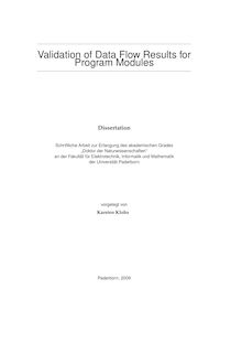 Validation of data flow results for program modules [Elektronische Ressource] / vorgelegt von Karsten Klohs