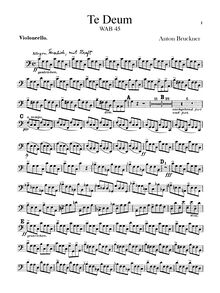 Partition violoncelles, Te deum, WAB 45, Bruckner, Anton