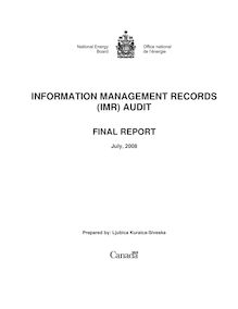 Information Management Records (IMR) Audit - Final Report - July 2008