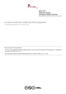 Le sexe envahit les médias de Chine populaire - article ; n°1 ; vol.10, pg 12-15