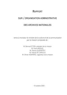 Rapport sur l organisation administrative des archives nationales