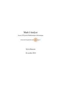 Math I Analyse licence STS portail Mathematiques Informatique