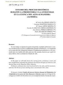 Estudio del proceso histórico durante la Prehistoria y la Antigüedad en la cuenca del Alto Almanzora (Almería)