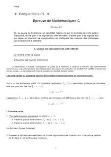 Mathématiques C 2007 Classe Prepa PT Banque Filière PT