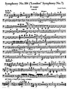 Partition timbales, Symphony No. 104, London/Salomon, D Major, Haydn, Joseph