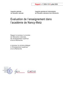 Evaluation de l enseignement dans l académie de Nancy-Metz
