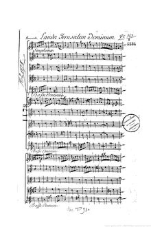 Partition complète, Lauda Jerusalem Dominum, Psaume 147, B minor