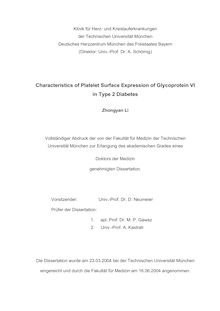 Characteristics of platelet surface expression of glycoprotein VI in type 2 diabetes [Elektronische Ressource] / Zhongyan Li