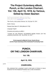 Punch, or the London Charivari, Volume 156, April 16, 1919