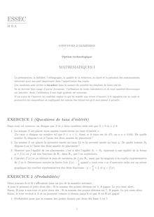 Mathématiques I 2000 Classe Prepa HEC (ECT) ESSEC