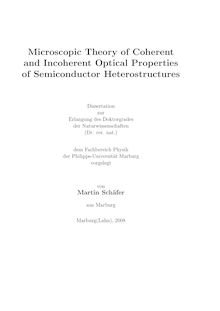 Microscopic theory of coherent and incoherent optical properties of semiconductor heterostructures [Elektronische Ressource] / vorgelegt von Martin Schäfer