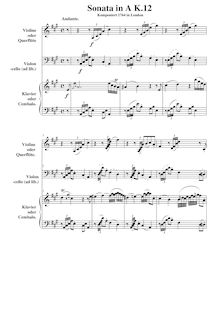 Partition complète, violon Sonata, Violin Sonata No.7, A major, Mozart, Wolfgang Amadeus