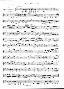 Partition violon 2, corde quintette No.7, Op.23, Onslow, Georges