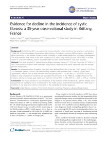 Evidence for decline in the incidence of cystic fibrosis: a 35-year observational study in Brittany, France