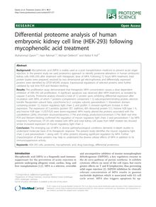 Differential proteome analysis of human embryonic kidney cell line (HEK-293) following mycophenolic acid treatment