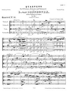 Partition complète, corde quatuor No.16, F major, Beethoven, Ludwig van