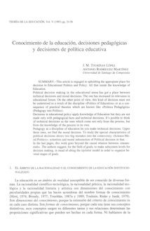 Conocimiento de la educación, decisiones pedagógicas y decisiones de política educativa