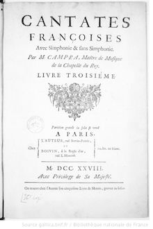 Partition Livre 3, Cantates françoises, melées de symphonies...