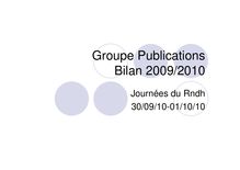 Groupe Publications Bilan  2009/2010