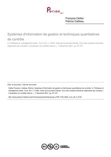 Systèmes d information de gestion et techniques quantitatives de contrôle - article ; n°3 ; vol.20, pg 97-107
