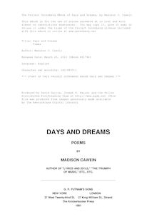 Days and Dreams - Poems