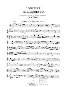 Partition clarinette , partie (en A), clarinette Concerto, A major