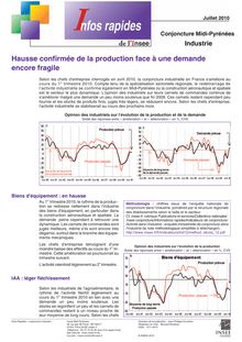La conjoncture dans l industrie en Midi-Pyrénées  Hausse confirmée de la production face à une demande encore fragile