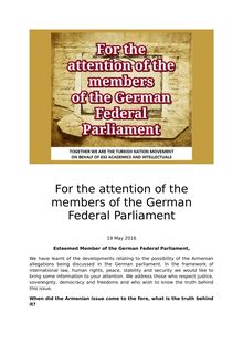 For the attention of the members of the German Federal Parliament