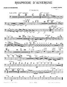 Partition Trombone 1, Rhapsodie d Auvergne, Op.73, Saint-Saëns, Camille