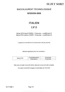 Italien LV2 2008 S.T.G (Mercatique) Baccalauréat technologique