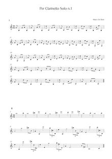 Partition complète, Fantasia No.1 pour Solo clarinette, De Boni, Marco
