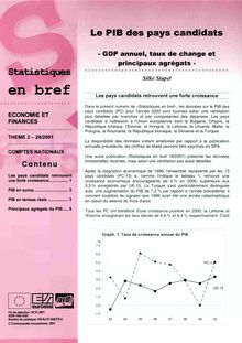 28/01 STATISTIQUES EN BREF - ECONOMIE ET FINANCES