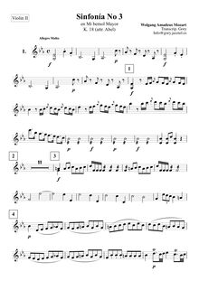 Partition violons II, Symphony en E-flat major, E♭ major, Abel, Carl Friedrich
