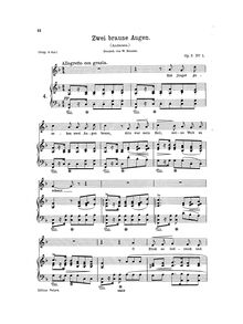 Partition Zwei braune Augen (F major), Melodies of pour Heart, Hjertets Melodier