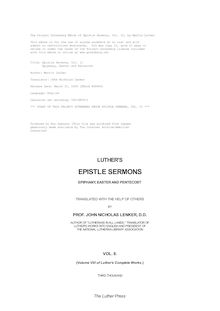Epistle Sermons, Vol. II - Epiphany, Easter and Pentecost