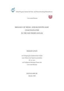 Biology of meso- and bathypelagic chaetognaths in the Southern Ocean [Elektronische Ressource] / Svenja Kruse