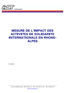 MESURE DE L IMPACT DES ACTIVITES DE SOLIDARITE INTERNATIONALE ...