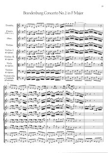 Partition complète, Brandenburg Concerto No.2, F major, Bach, Johann Sebastian par Johann Sebastian Bach