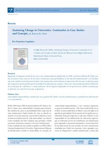 Sustaining Change in Universities. Continuities in case studies and concepts, de Burton R. Clark (Sustaining Change in Universities. Continuities in case studies and concepts, by Burton R. Clark)