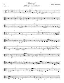 Partition viole de basse, alto clef, madrigaux, Rimonte, Pedro
