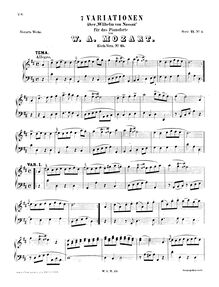 Partition complète, 7 Variations on Willem von Nassau, K.25, Variationen über das Lied Willem van Nassau