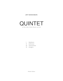Partition parties complètes, quintette pour flûte, hautbois, clarinette, basson et cor