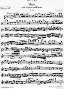 Partition clarinette , partie (B-flat), Elegie, Elegie für Klarinette und Klavier / Elegy for Clarinet and Piano
