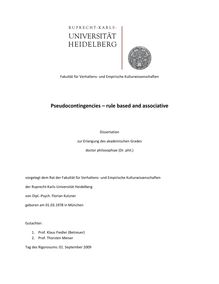 Pseudocontingencies - rule based and associative [Elektronische Ressource] / von Florian Kutzner
