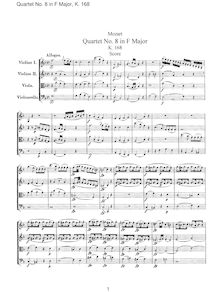 Partition complète, corde quatuor No.8, Quartet, F major, Mozart, Wolfgang Amadeus