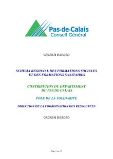 DEPARTEMENT DU PAS DE CALAIS DIRECTION DE LA PROGRAMMATION DES MARCHES ET DES TRANSPORTS SERVICE DES AFFAIRES TERRITORIALES