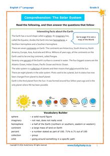 Grade 5 English: Comprehension - The Solar System