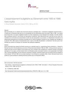 L assainissement budgétaire au Danemark entre 1983 et 1986: l anti-mythe - article ; n°4 ; vol.13, pg 83-123