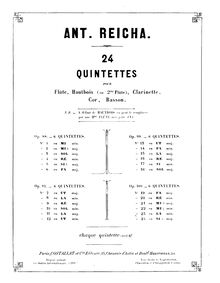 Partition flûte, vent quintette No.24, Wind Quintet No.24, Reicha, Anton