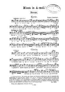 Partition Bassus, Missa en A minor, Missa in A-moll, A minor, Cannicciari, Pompeo